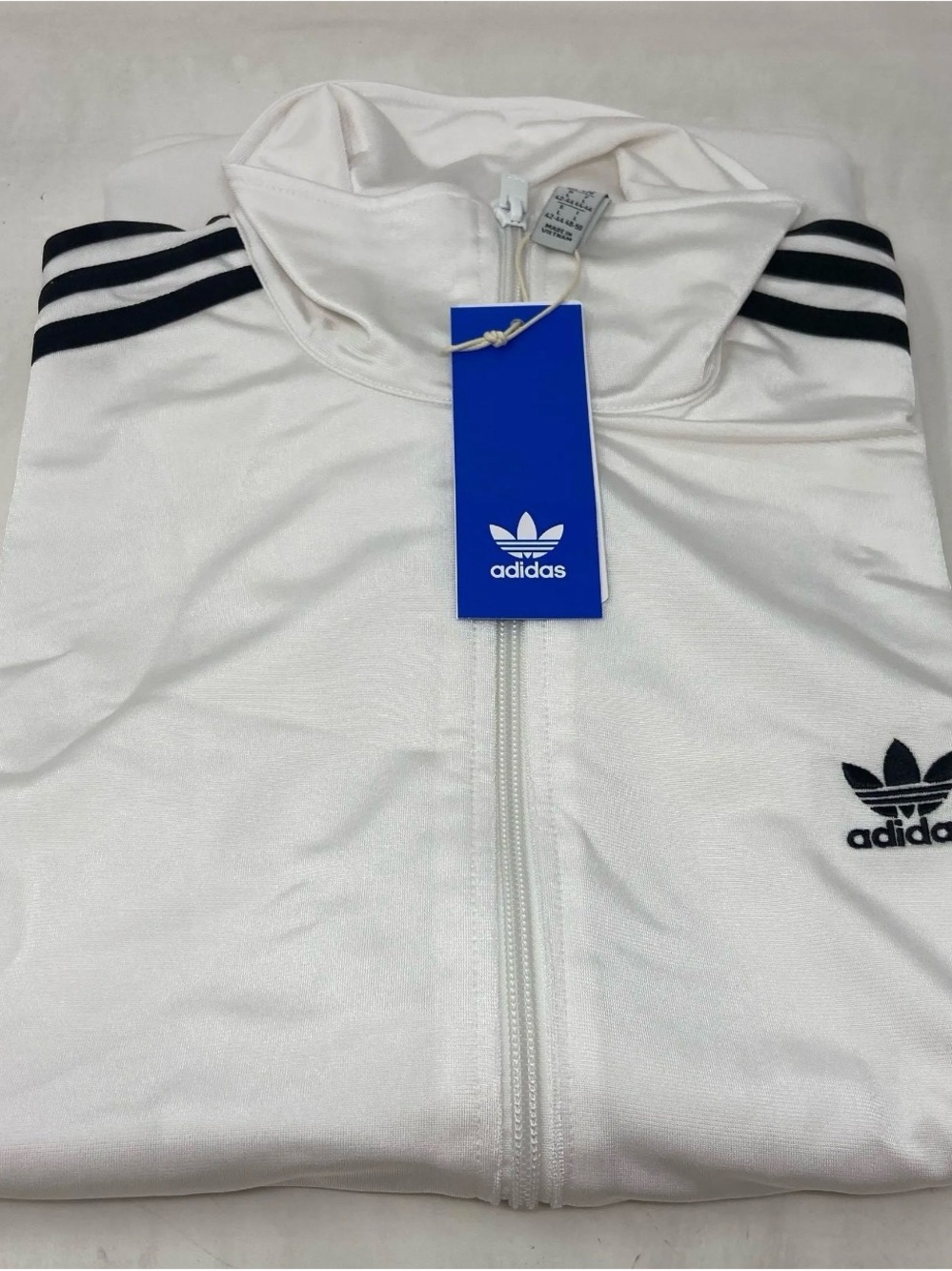 adidas White Track Jacket with Black Three-Stripes